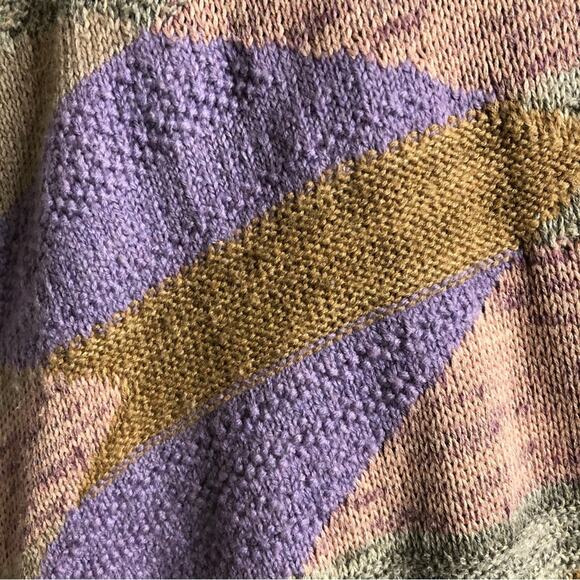 Lauren Ralph Lauren tan pink southwestern open long wool blend cardigan L/XL - Picture 6 of 16